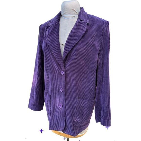 Newport News Blazer Wide Wale Corduroy Sz. 12 Vtg 1990’s Purple - Picture 5 of 7